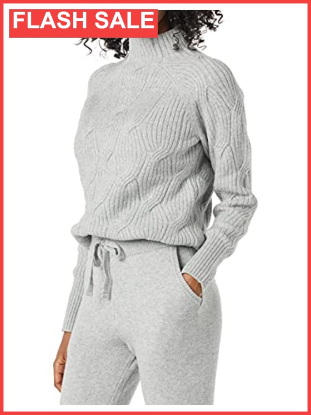 Women's Cable Knit Funnel Neck Long Sleeve Pullover Sweater